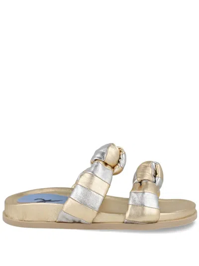 Blue Bird Shoes Patches Slides In Gold