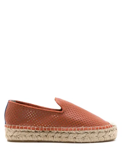 Blue Bird Shoes Perforated Leather Espadrilles In Brown
