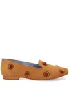 Blue Bird Shoes Pompom-embellished Suede Loafers In Braun