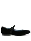 Blue Bird Shoes Velvet Ballerina Flats In Black