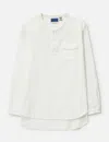 Blue Blue Japan Cotton Pin Oxford Band Collar Long Shirt In White