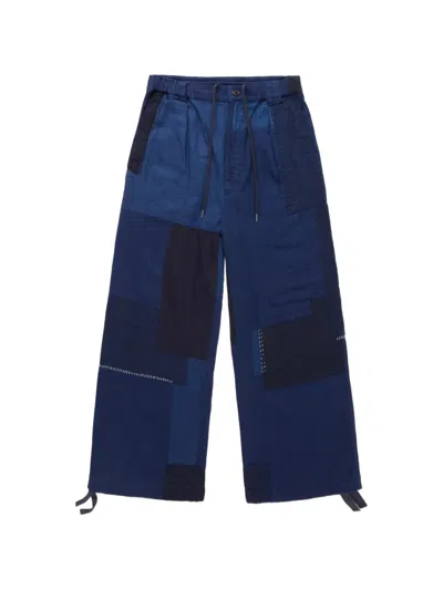 Blue Blue Japan Kasezome Sashiko Patchwork Trousers In Blue