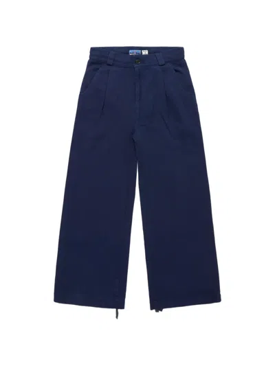 Blue Blue Japan Sashiko Tucked Trousers In Blue