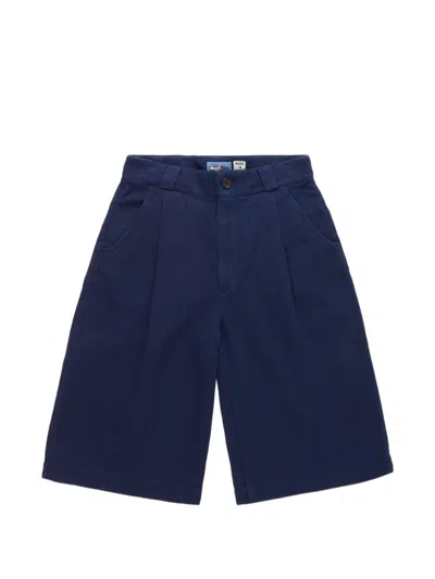 Blue Blue Japan Sashiko Wide-leg Shorts In Blue