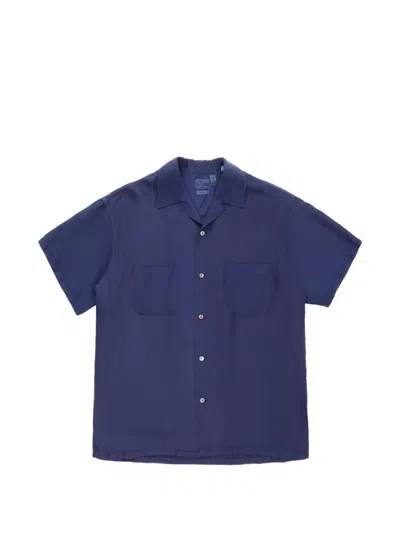 Blue Blue Japan Short-sleeved Silk Shirt In Blue