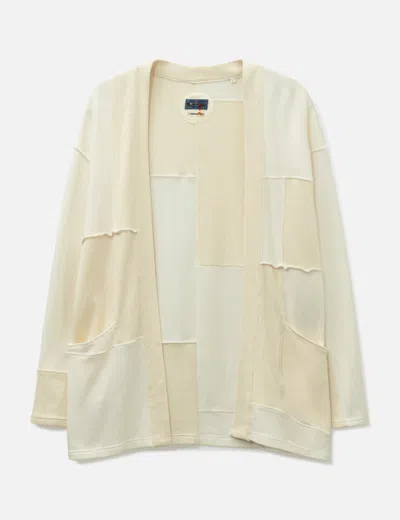 Blue Blue Japan Waffle Cutover Haori Jacket In White