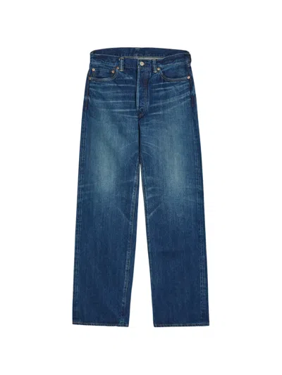 Blue Blue Japan Washed-finish Whiskered Jeans In Blue