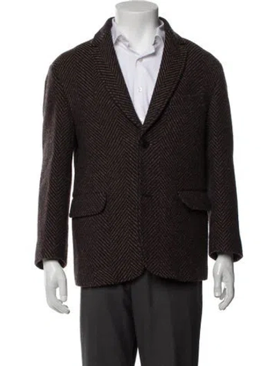 Pre-owned Blue Blue Japan Wool Tweed Pattern Blazer In Brown