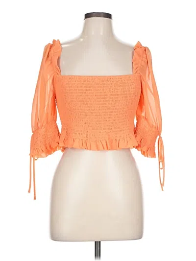 Pre-owned Blue Blush 3/4 Sleeve Blouse In Orange