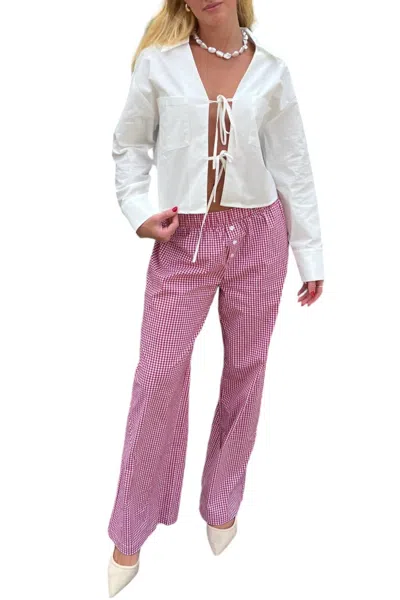 Blue Blush All Tied Up Top In White