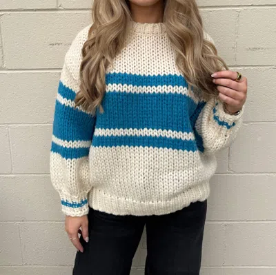 Blue Blush Amanda Striped Sweater In Ivory/blue In Multi