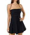 Blue Blush Bailey Lace Up Back Mini Dress In Black In Black