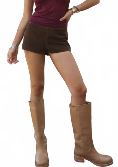 Blue Blush Bennet Suede Low Rise Mini Short In Brown