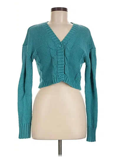 Pre-owned Blue Blush Cardigan Sweater In Teal