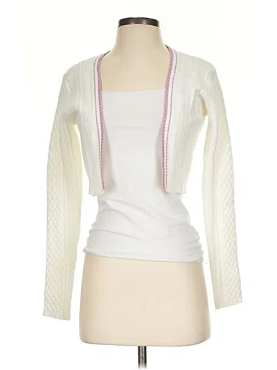 Pre-owned Blue Blush Cardigan Sweater In White