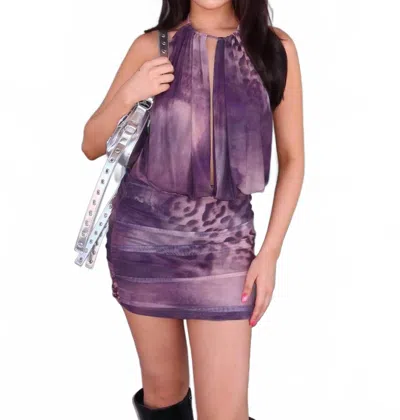 Blue Blush Desert Nights Halter Mini Dress In Purple