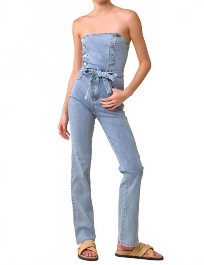 Blue Blush Emmy Denim Jumpsuit In Light Wash In Blue