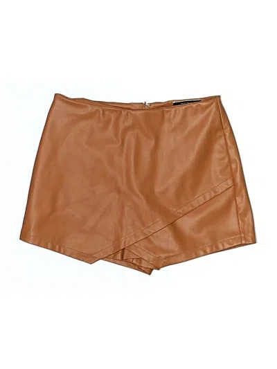 Pre-owned Blue Blush Faux Leather Skirt In Tan