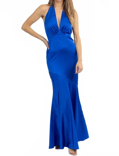 Blue Blush Finer Things Plunging Maxi Dress In Blue