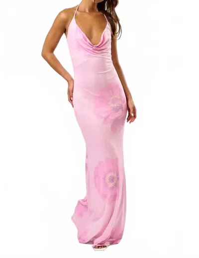 Blue Blush Floral Halter Dress In Pink