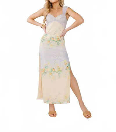 Blue Blush Garden Party Lace Floral Dress In Light Blue/yellow In Multi
