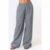 Blue Blush Gingham Wide Leg Lounge Pants In Black In Black