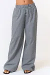 Blue Blush Gingham Wide Leg Lounge Pants In Black In Black