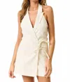 Blue Blush Halter Wrap Romper In Off White In White