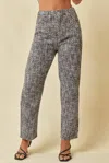 Blue Blush High Waisted Tweed Pants In Black In Multi