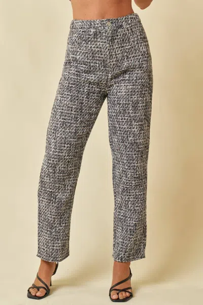 Blue Blush High Waisted Tweed Pants In Black In Gray