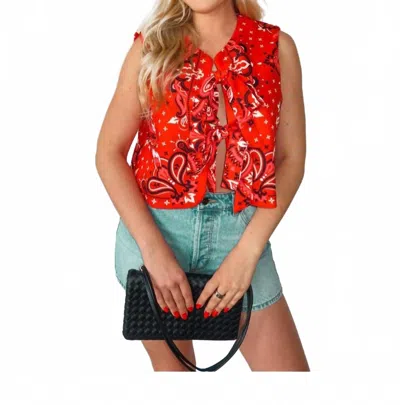 Blue Blush Howdy Darling Bandana Top In Red In Multi