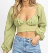 Blue Blush Tube Top And Bolero Sweater Set In Kiwi In Green