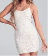 Blue Blush Lace Mini Dress In Ivory In Beige