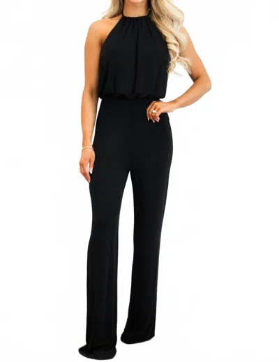 Blue Blush Launa High Neck Halter Jumpsuit In Black