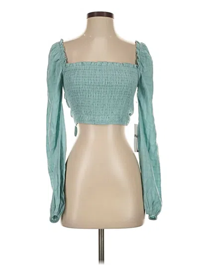 Blue Blush Long Sleeve Blouse In Blue