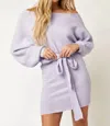 Blue Blush Long Sleeve Knit Sweater Dress In Lavender In Purple