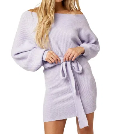 Blue Blush Long Sleeve Knit Sweater Dress In Lavender In Purple