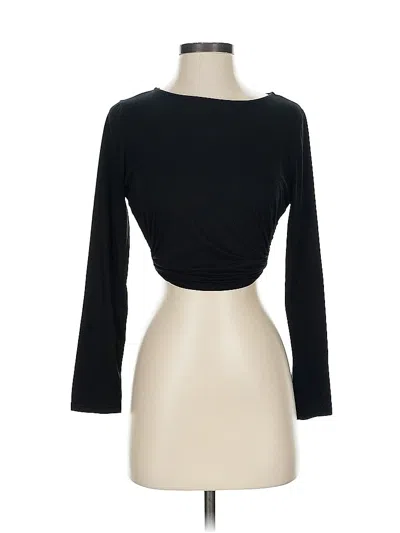 Pre-owned Blue Blush Long Sleeve Top Black Boatneck Tops