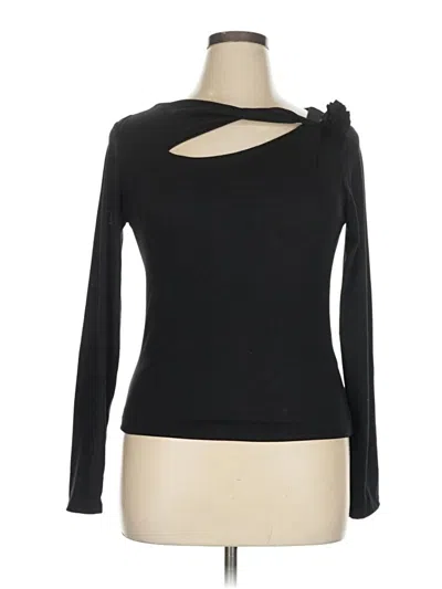 Pre-owned Blue Blush Long Sleeve Top Black One Shoulder Neckline Tops