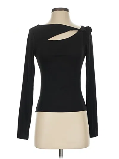 Blue Blush Long Sleeve Top Black One Shoulder Neckline Tops