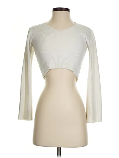 Pre-owned Blue Blush Long Sleeve Top Ivory Keyhole Neckline Tops