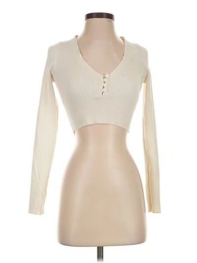 Pre-owned Blue Blush Long Sleeve Top Ivory Sweetheart Neckline Tops