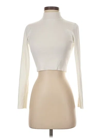 Pre-owned Blue Blush Long Sleeve Top Ivory Turtleneck Tops