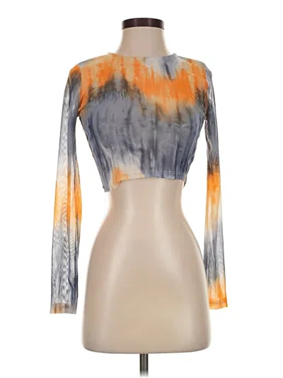 Pre-owned Blue Blush Long Sleeve Top Orange Turtleneck Tops