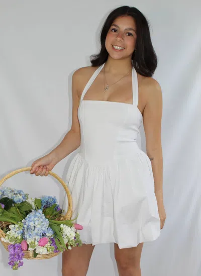 Blue Blush Luna Bubble Dress In White