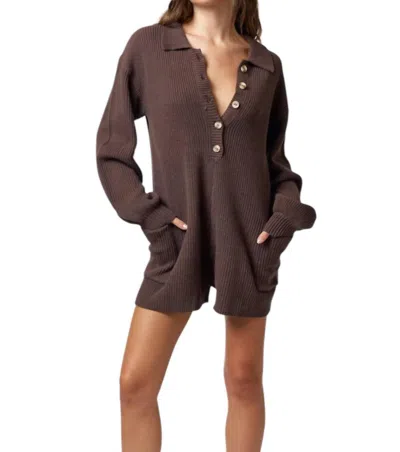 Blue Blush Made For Fall Romper In Brown
