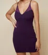 Blue Blush Mini Dress In Eggplant In Beige