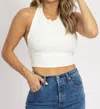 Blue Blush Multi-way Knit Self Tie Top In White In White
