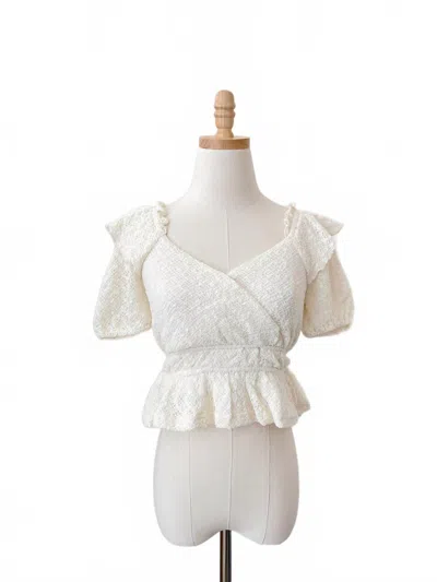 Blue Blush Nellie Top In Ivory In White