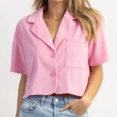 Blue Blush Oh Pool Boy Terrycloth Top In Pink